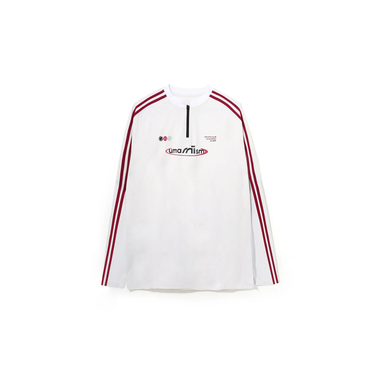 UMAMIISM Side Stripe Mesh-Panel Quick-Dry Long-Sleeve Tee
