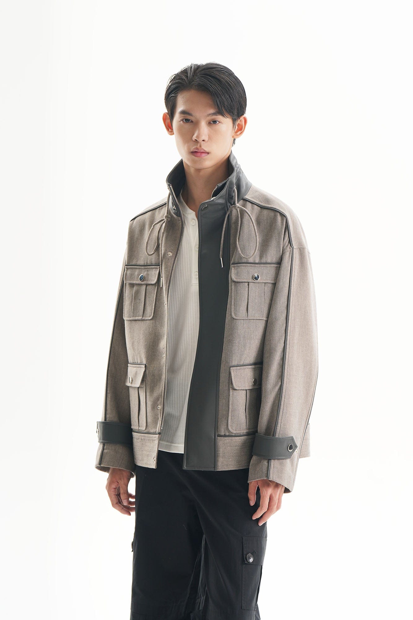 ORAL UTOPIA Multi-Pocket Drawstring Barn Jacket