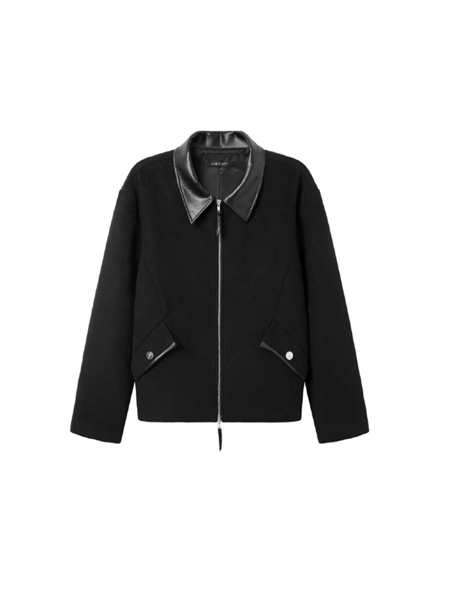 ALVNG AR ANTS PU Collar Wool-Blend Jacket