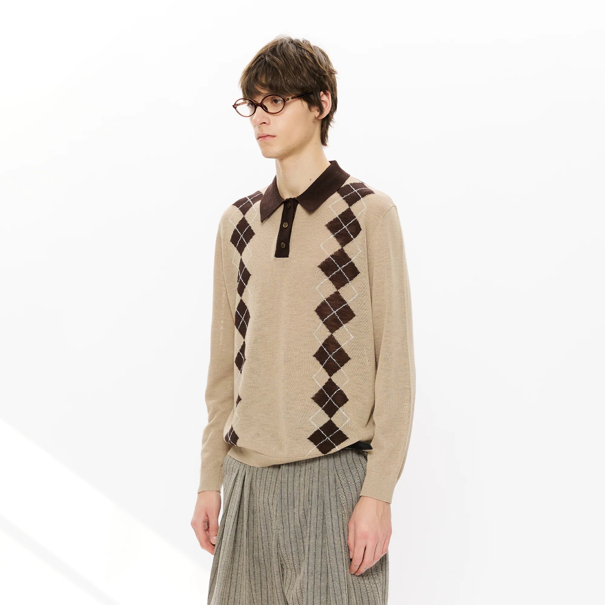 KREATE Retro Argyle Polo Sweater