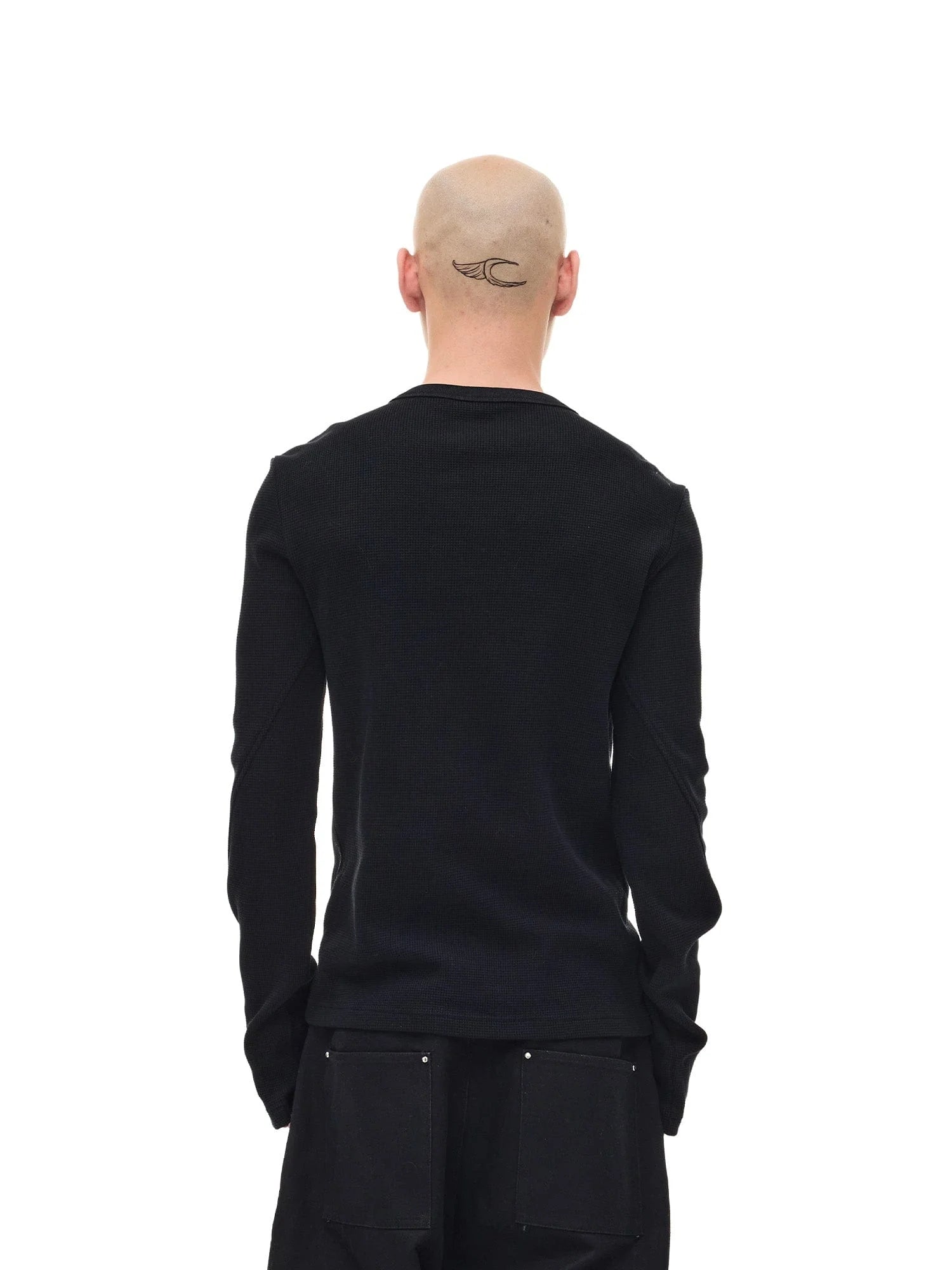 WHISTLEHUNTER Waffle-Knit Snap Henley Long-Sleeve Tee