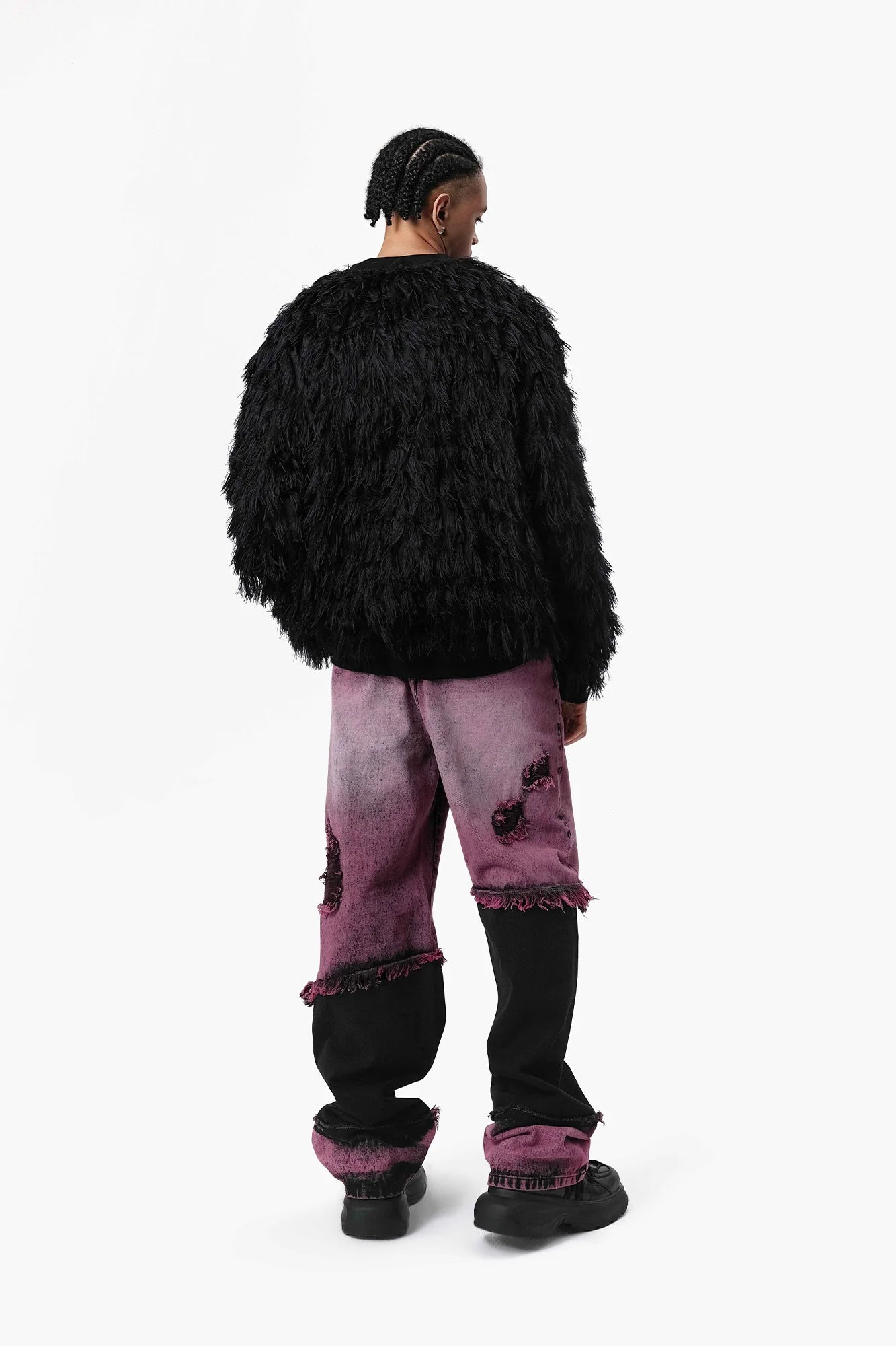 VANN VALRENCE Double-Layer Feathered Crewneck Sweatshirt