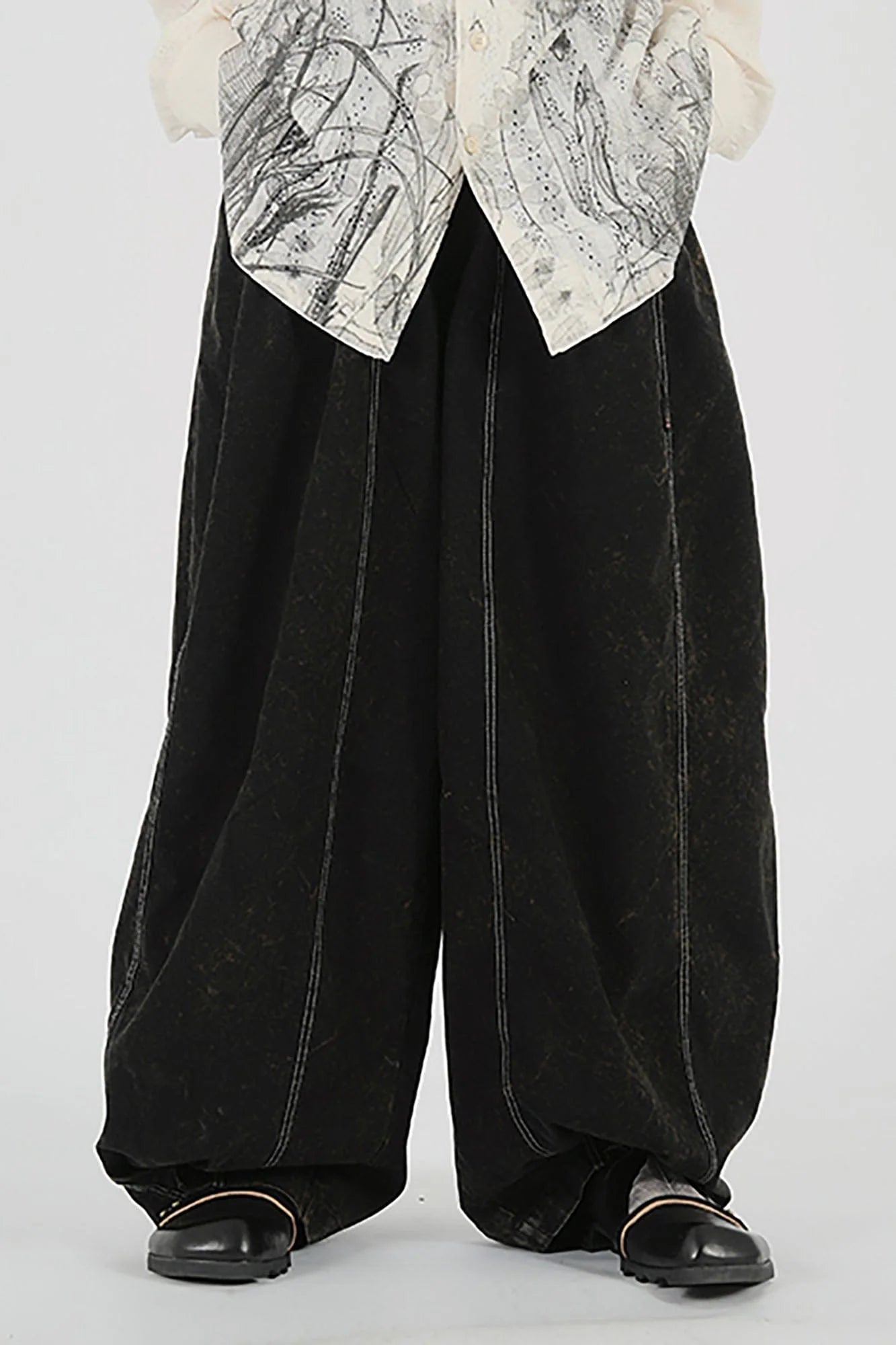 REWRITE×NO SENSE Leaf Cowhide Velcro Loafers