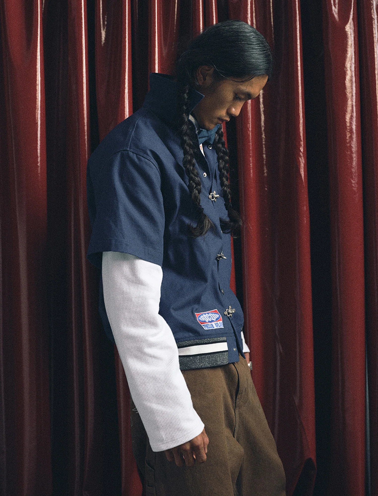TRECLUB Hook-Buckle Layered Canvas Jacket