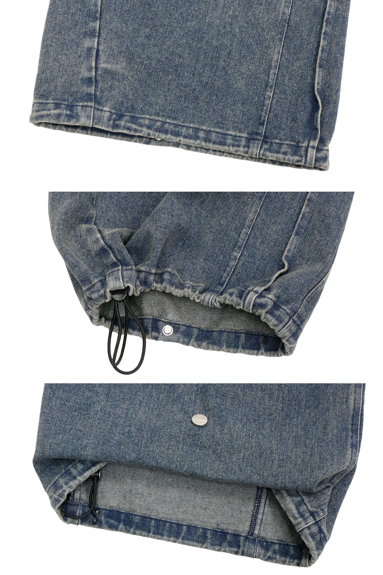 RELABEL Washed Studded Panel Oversized Jeans Blue