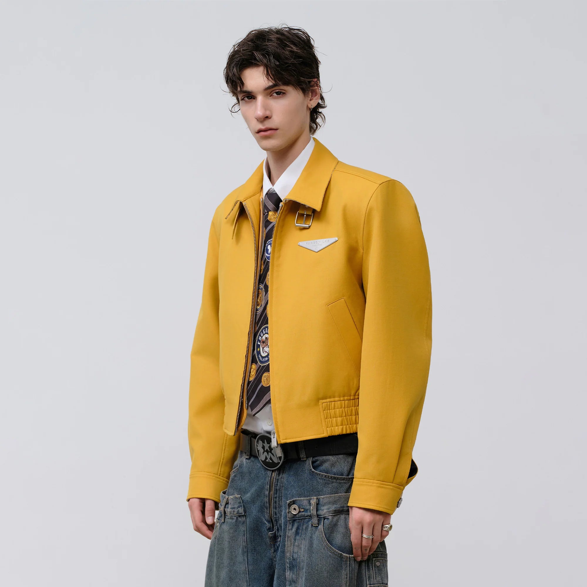 FACEONLAB Cropped Harrington Zip Jacket Yellow