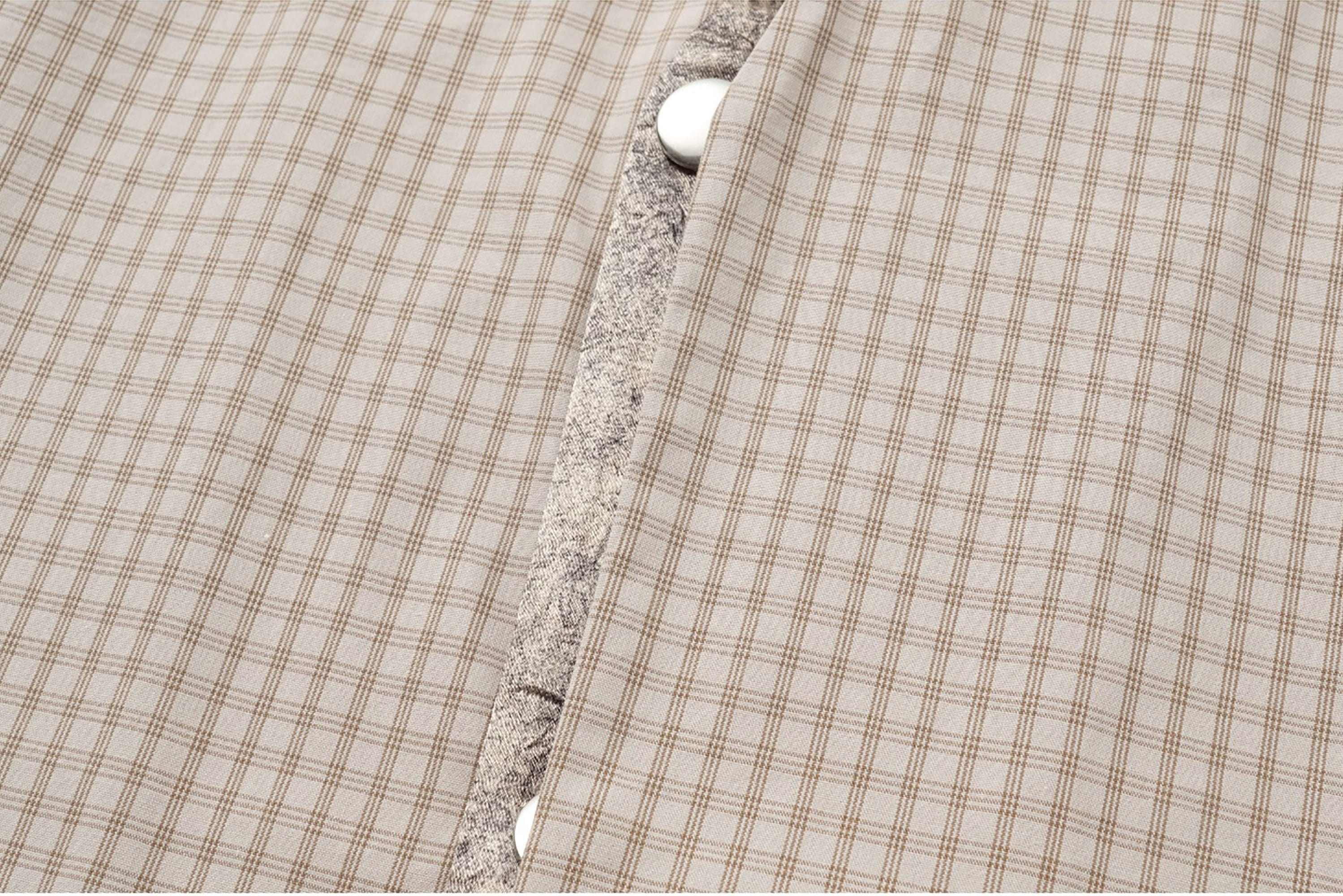 ALVNG AR ANTS Asymmetrical Snap Placket Mini Check Half Shirt