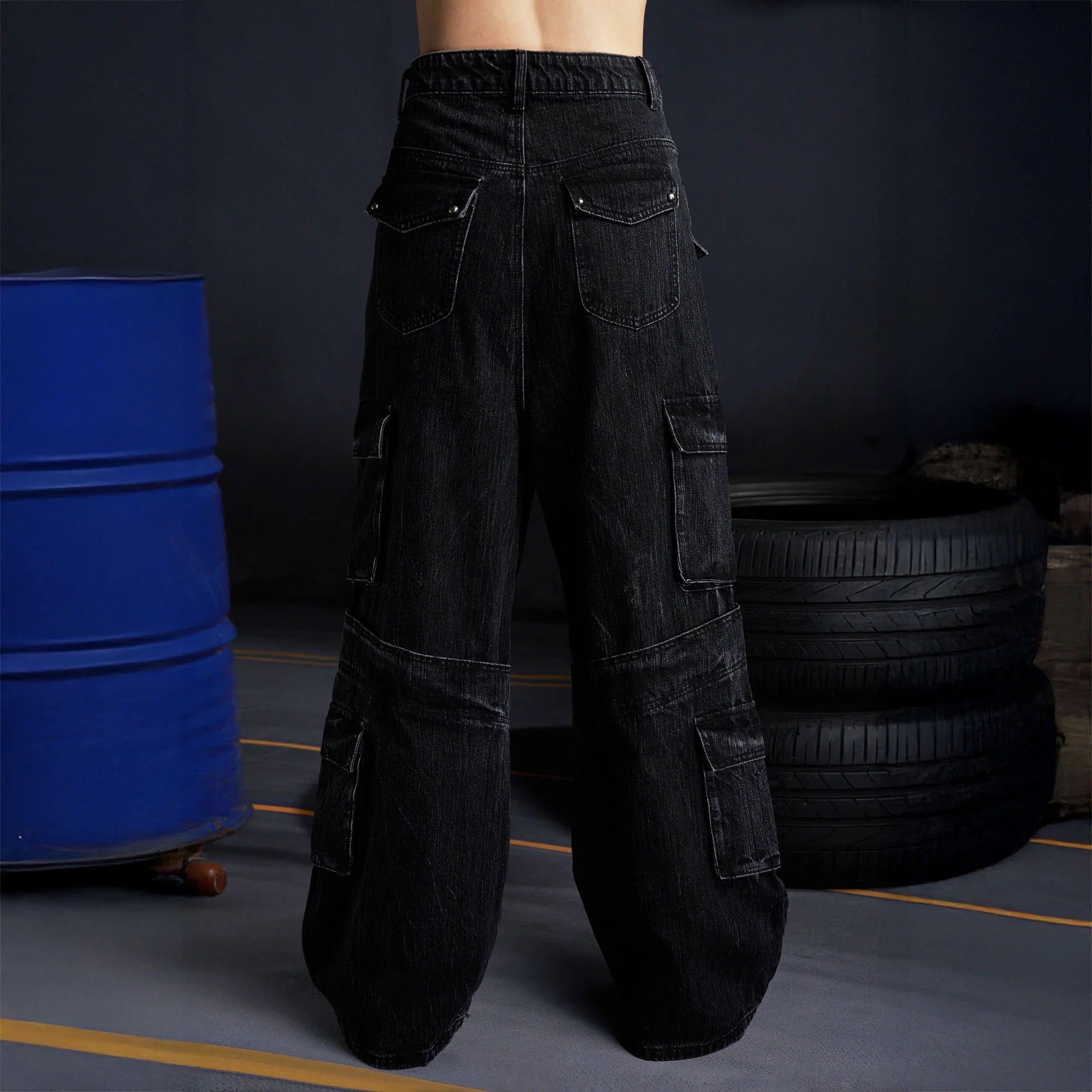RECOVER ZONE Multi-Pocket Wide-Leg Utility Jeans
