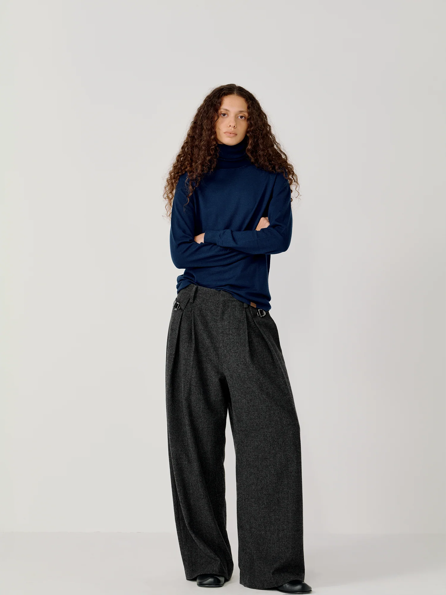 OPICLOTH Herringbone Pleated Wool-Blend Trousers