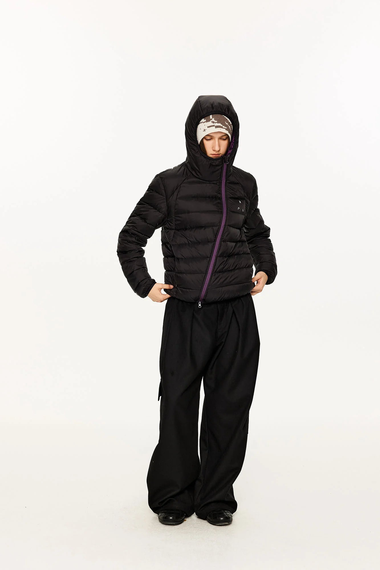 KREATE Asymmetric Contrast Light Down Jacket