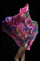 MASH UP ASIA Multicolor Dragon Burst Full-Print Square Scarf