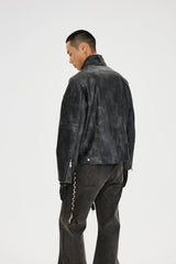 CATSSTAC Pebbled Faux Leather Multi-Zipper Biker Jacket