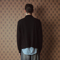 RICHILL Classic Mental-Button Cable Polo Sweater