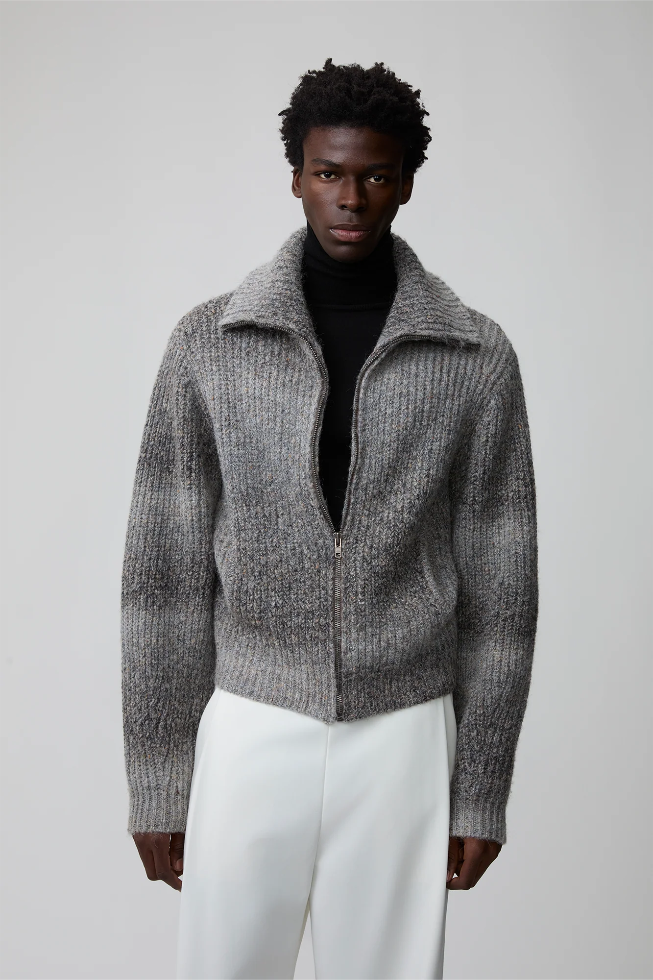 OPICLOTH Gradient Oversized Knit Zip-Up Cardigan