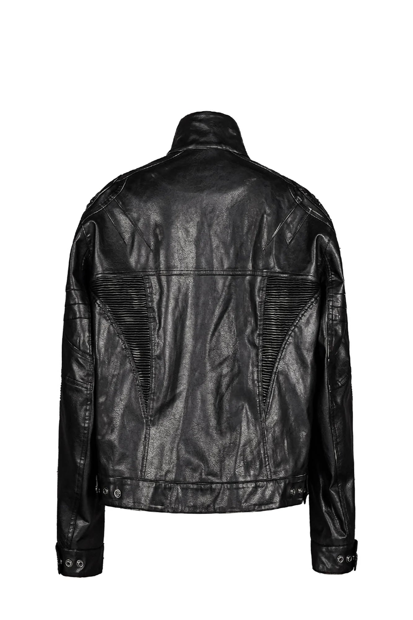 UNDERWATER Distressed Midnight Fang Faux Leather Biker Jacket