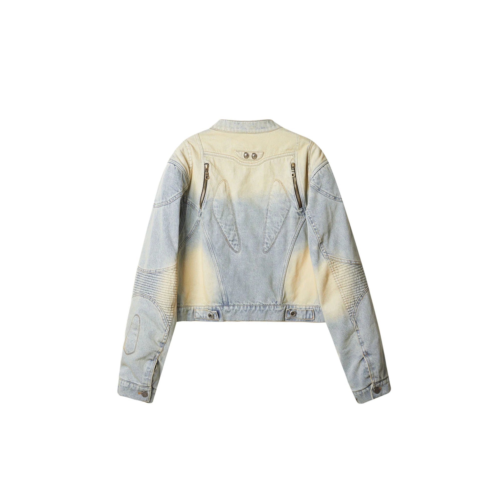 ERROR CODE ROBOT Distressed Washed Cropped Biker Denim Jacket