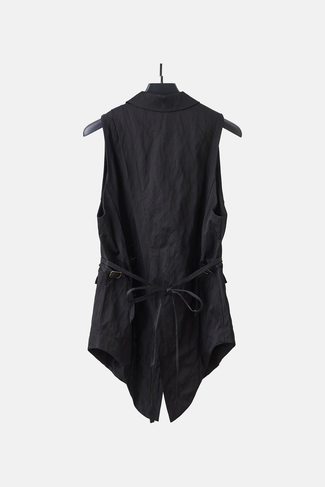 ILNya Nieternite Nifutur Asymmetrical Shawl Collar Belted Crinkled Vest