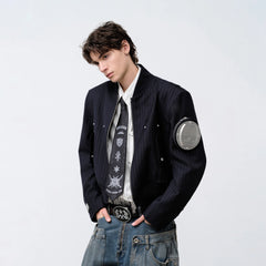 FACEONLAB Arm-Patched Bomber Jacket Navy