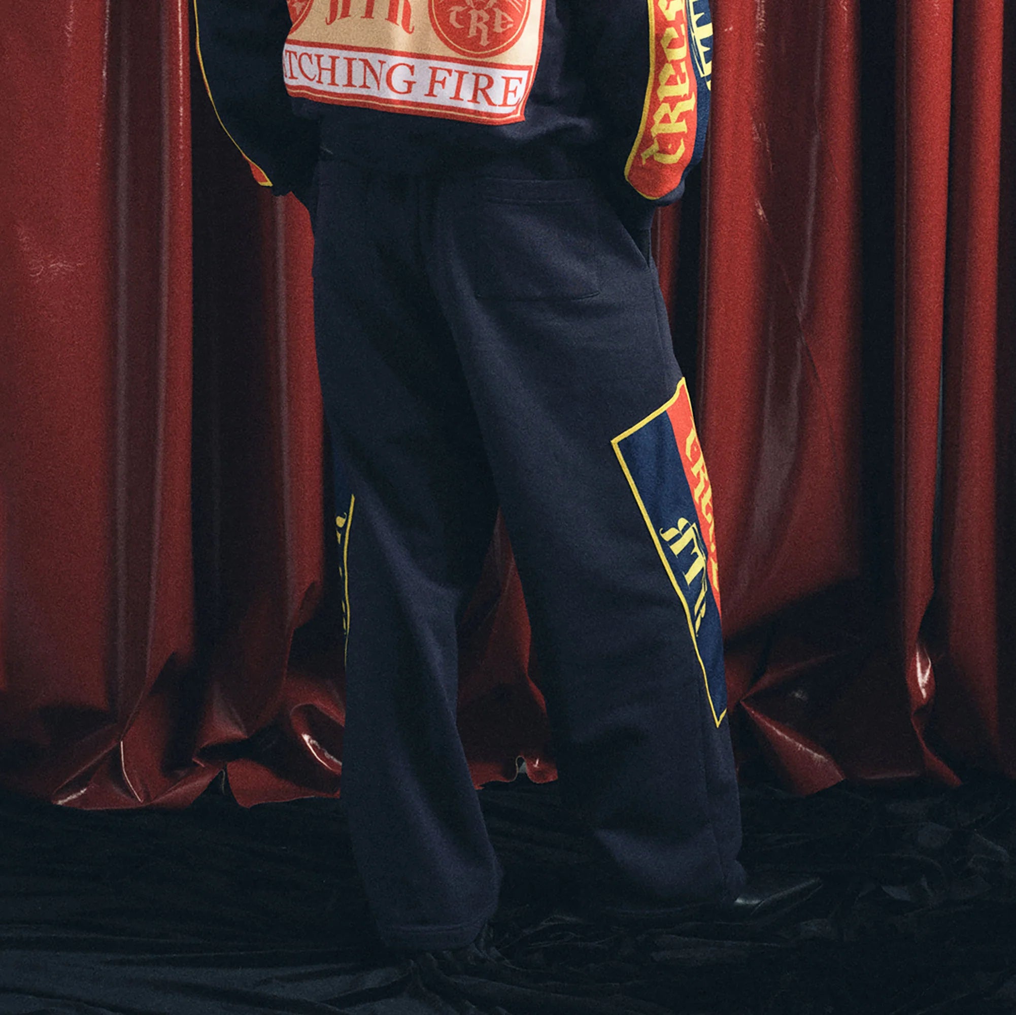 TRECLUB Graphic Patch Oversized Sweatpants