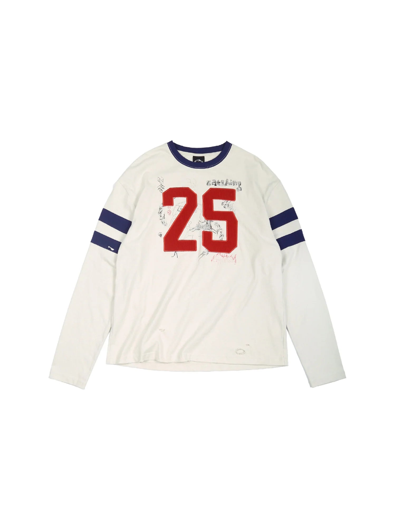 TRECLUB Contrast Fleece-Patch Graffiti Long-Sleeve Tee