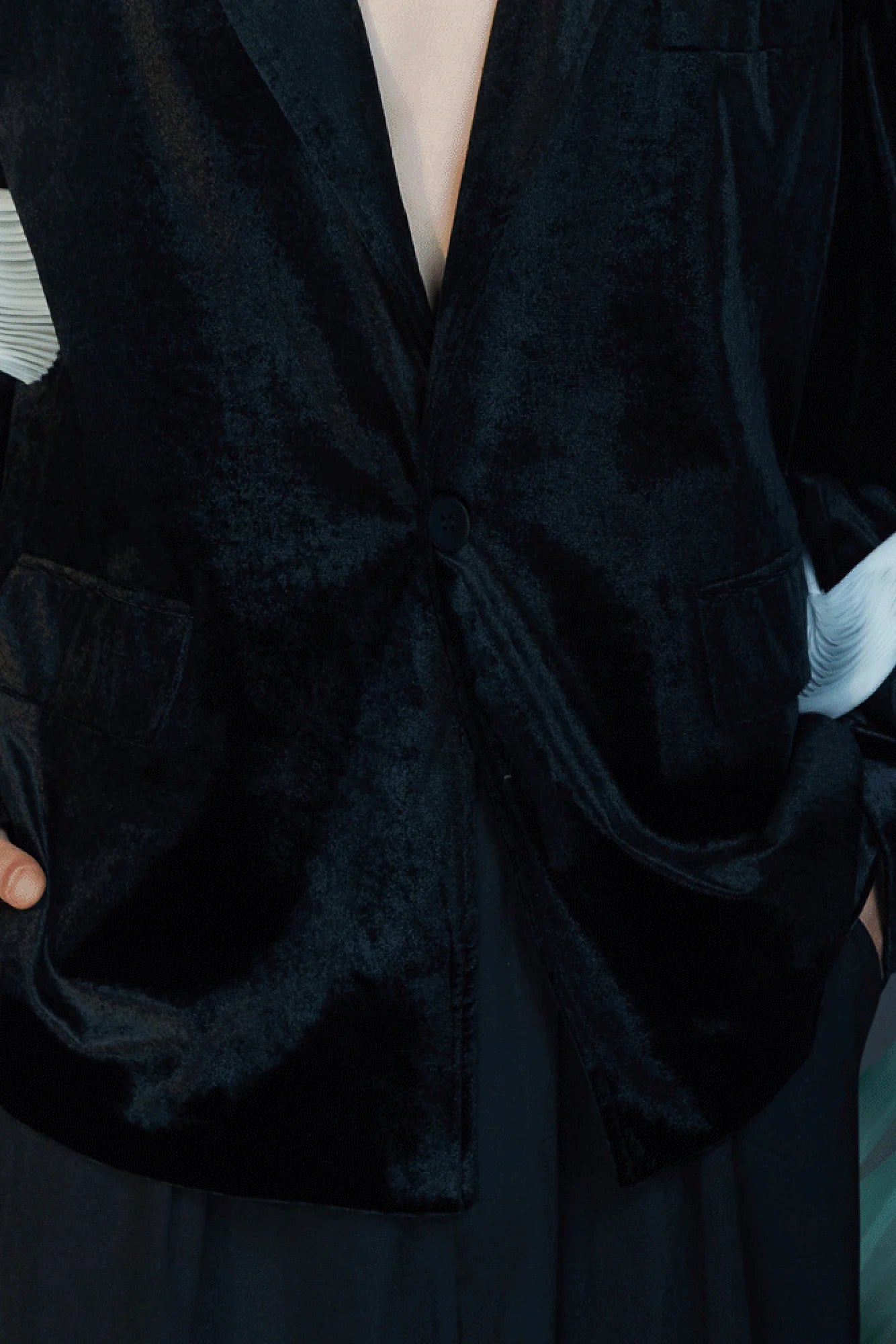 JIECHI Velvet Deep V Blazer