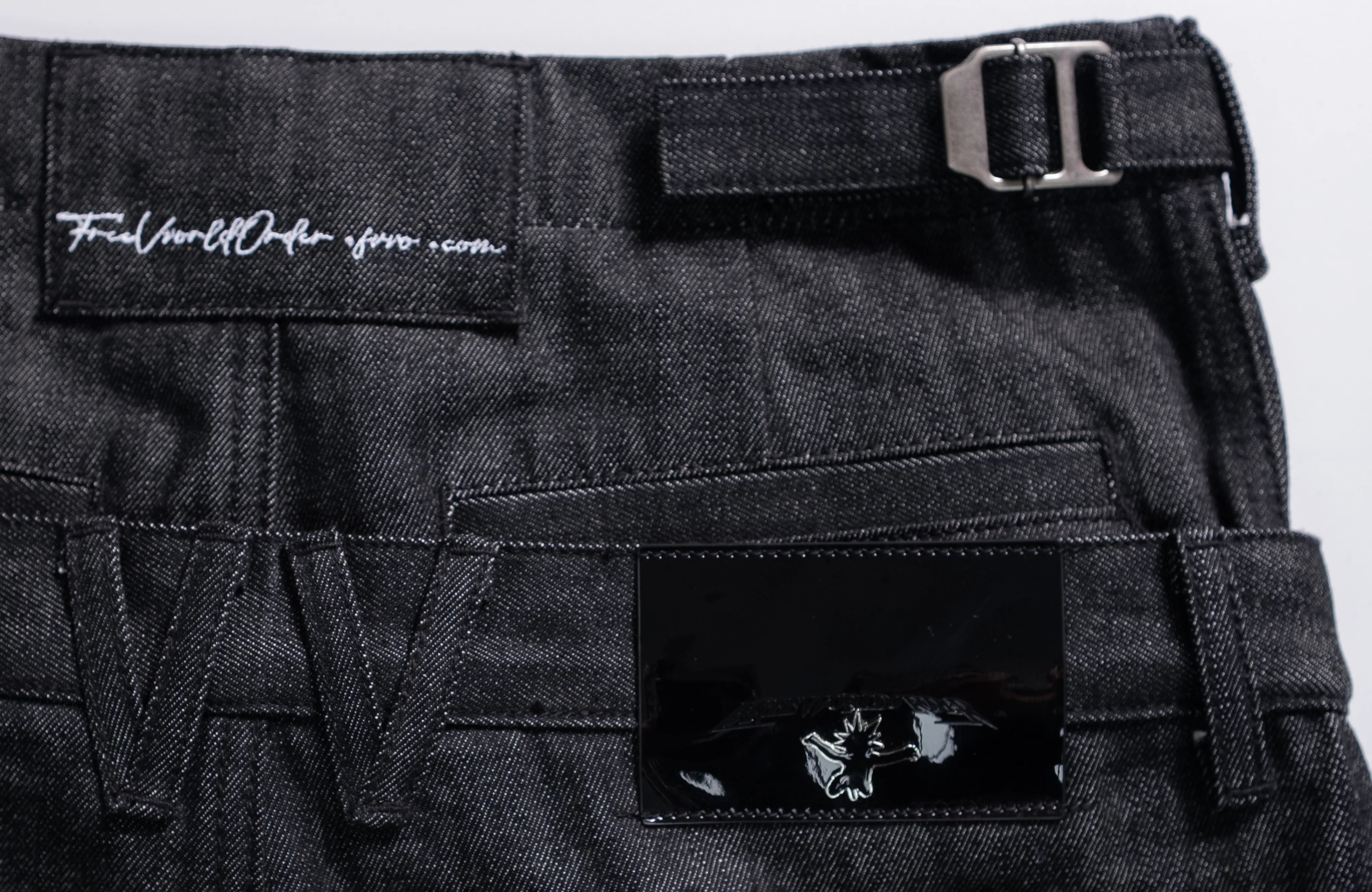 FVVO Layered-Waist Patterned Studded Jeans