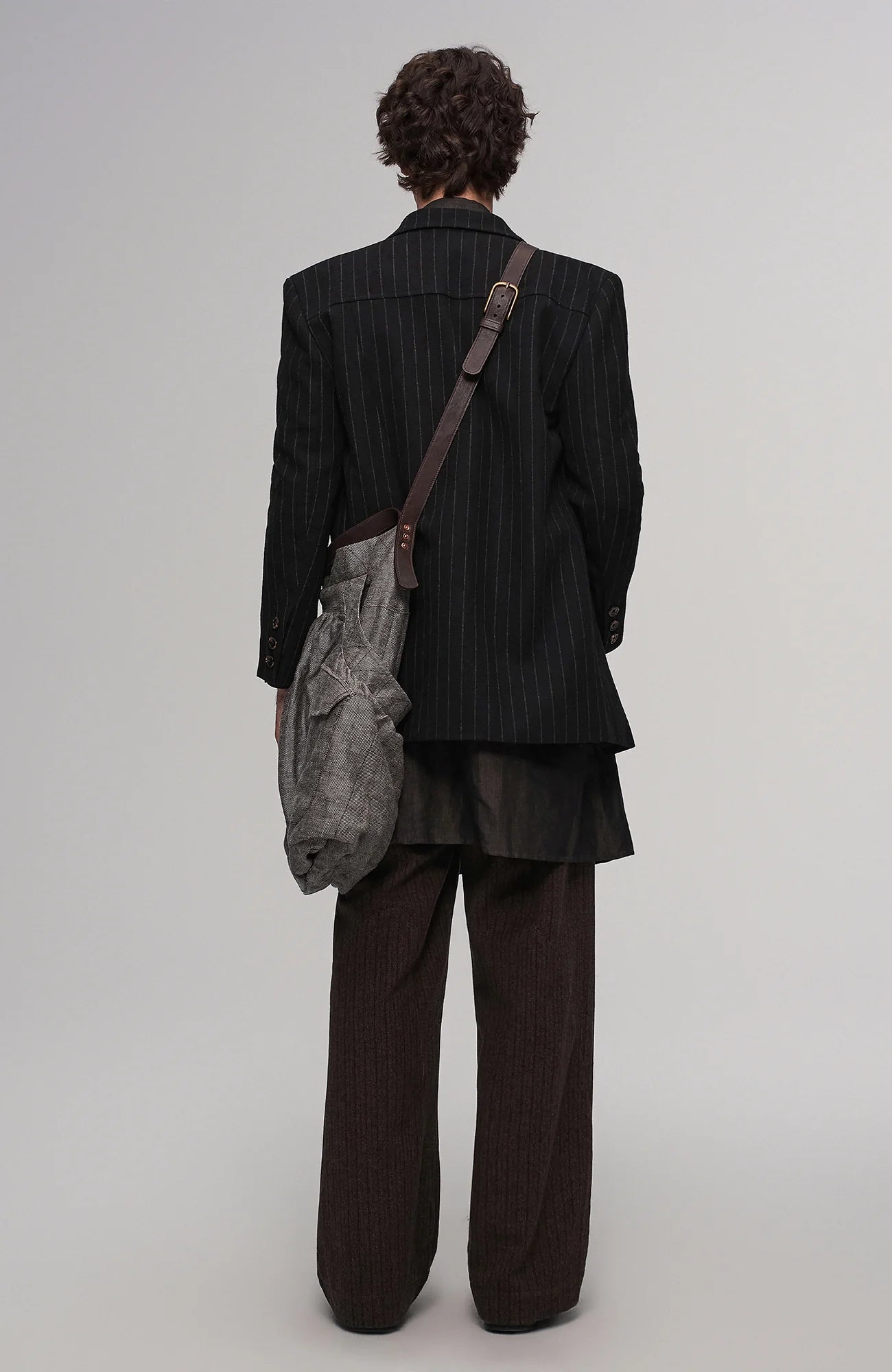 ILNya Nieternite Nifutur Oversized Linen Horsehide-Strap Messenger Bag
