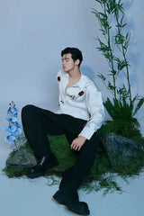 JIECHI Bamboo Tassel Embroidered Mandarin Shirt
