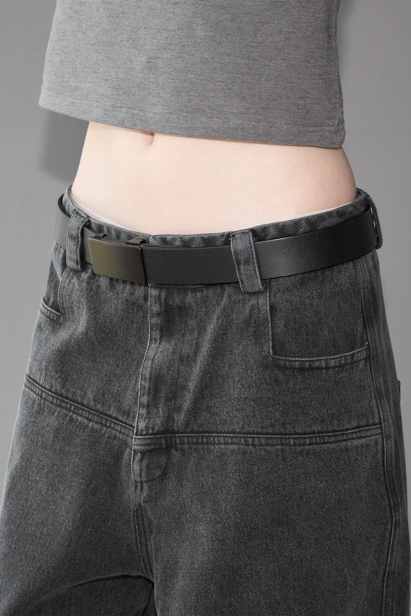 LABELROOM Washed Front Spliced Wide-Leg Jeans