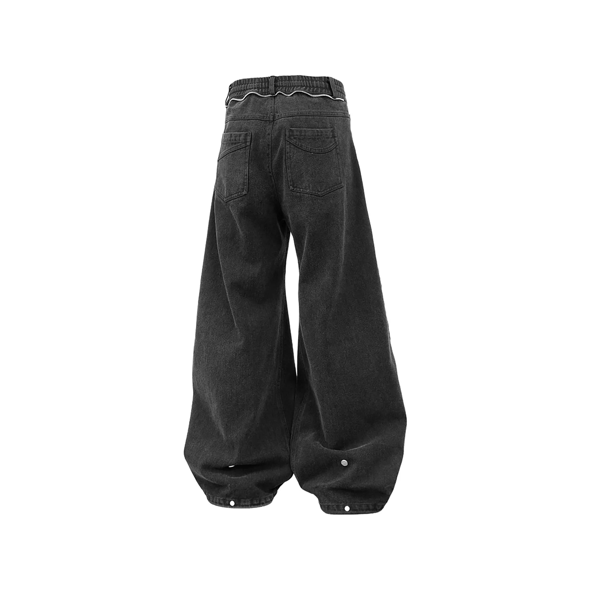 RELABEL Washed Studded Panel Oversized Jeans Black