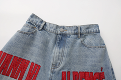 VANN VALRENCE Contrast Panel LOGO Patch Washed Jeans