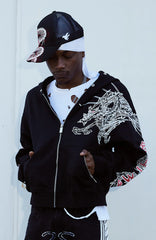 VINKID Graphic Studded Zip-Up Hoodie
