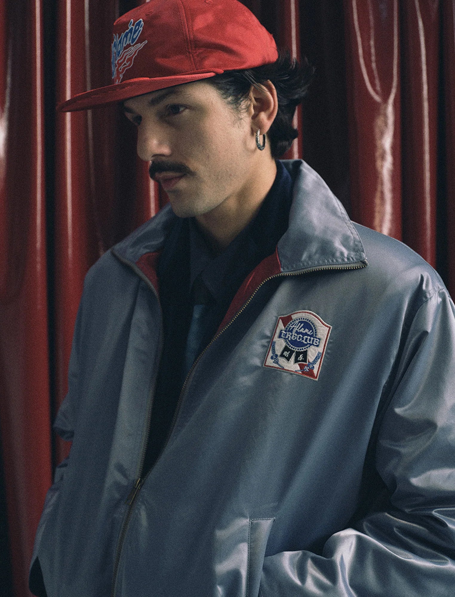 TRECLUB Retro Satin Badge-Patch Blouson