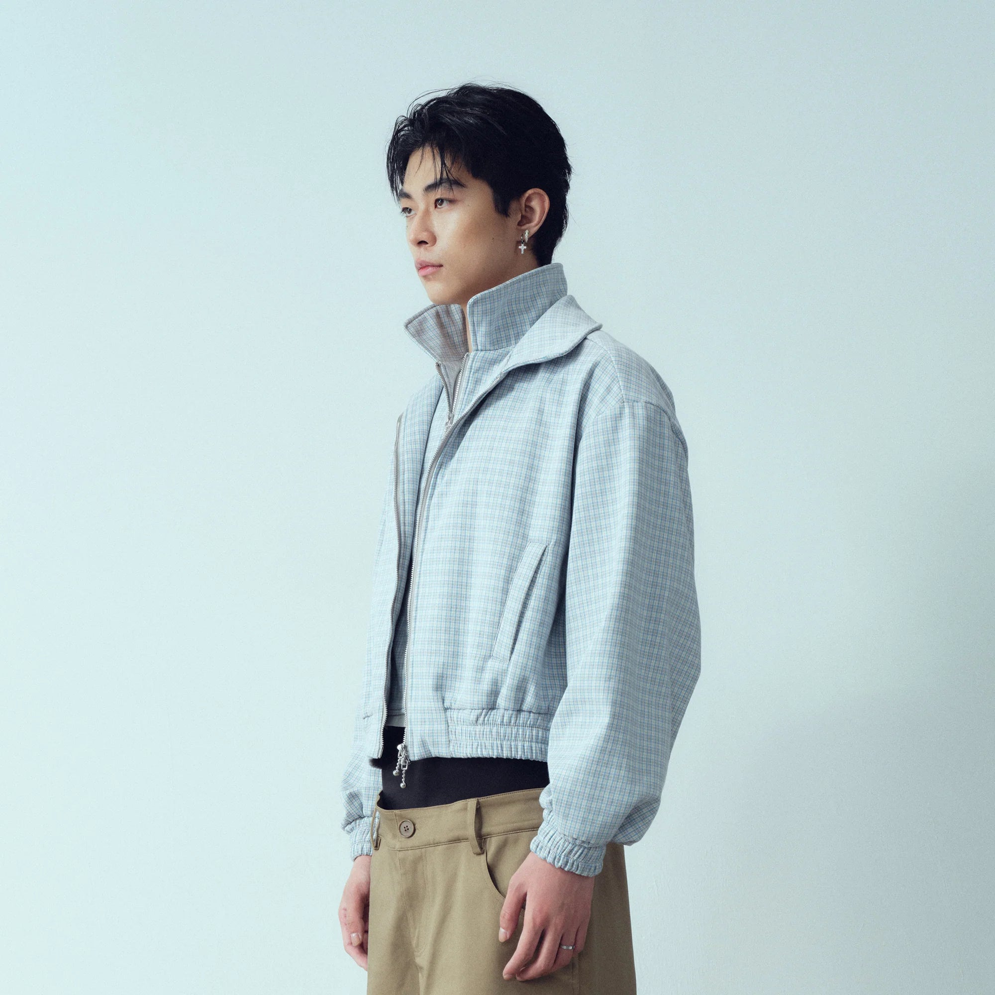 KADAKADA Double-Layer Collar Reversible Plaid Jacket