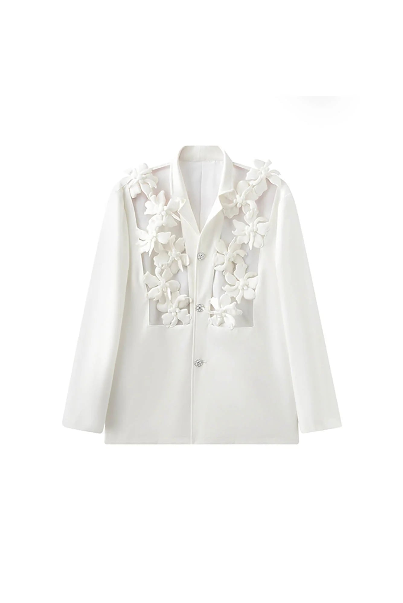 JIECHI White Lily Cut-Out Blazer