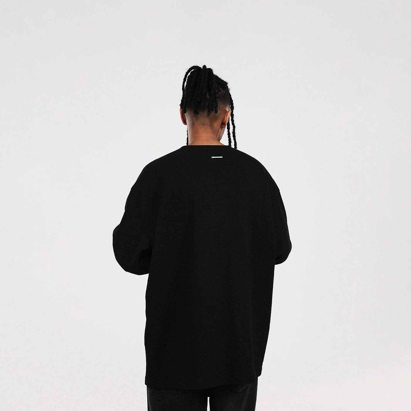 BONELESS Collarless Half-Zip Waffle L/S Tee