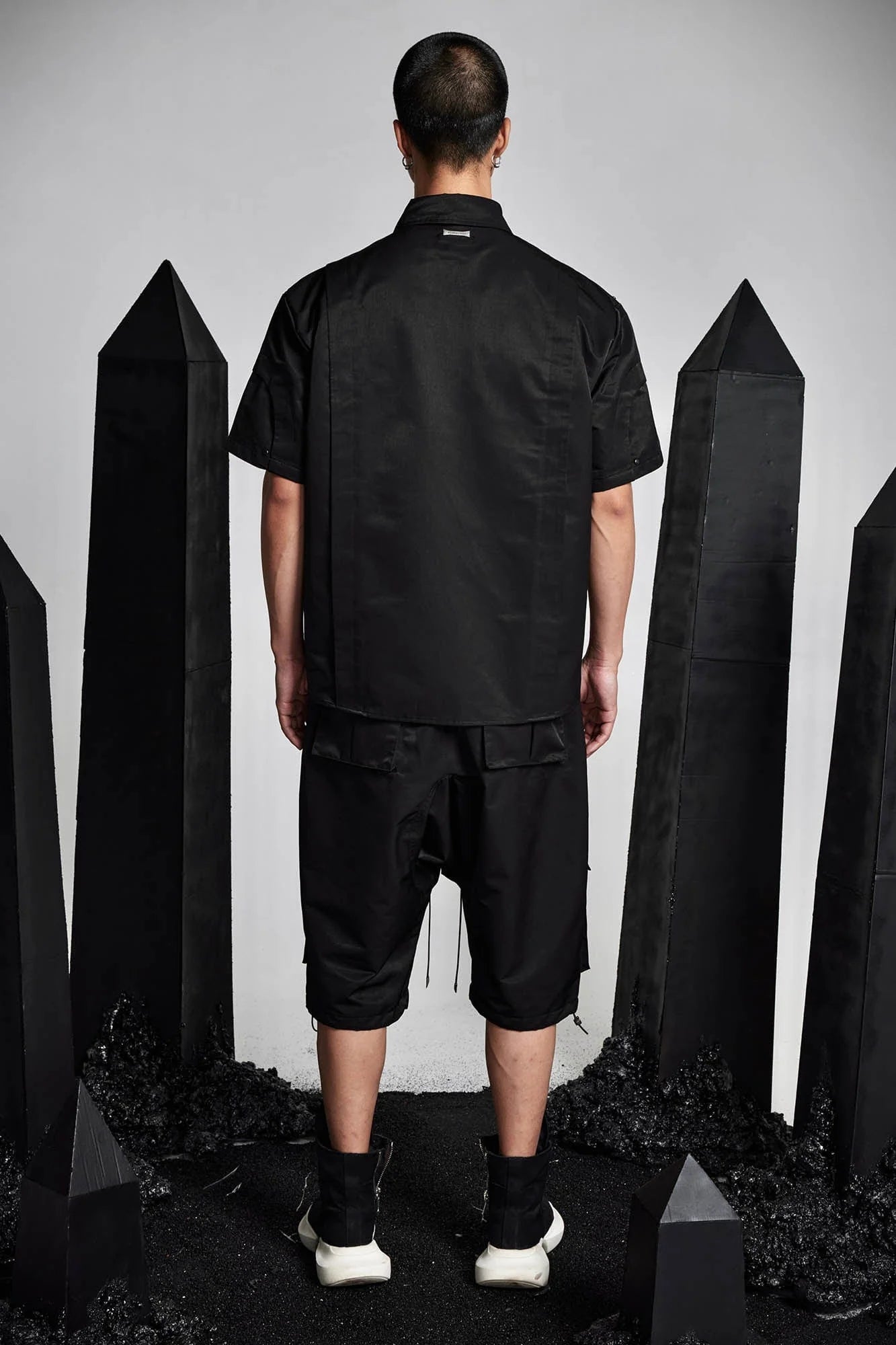 SSIN7 Multi-Pocket Satin Drawstring Shorts