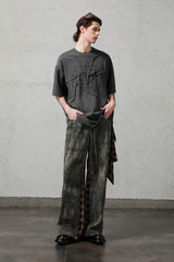 ORGANIC EMOTION Asymmetrical Pleated Script Graphic T-Shirt