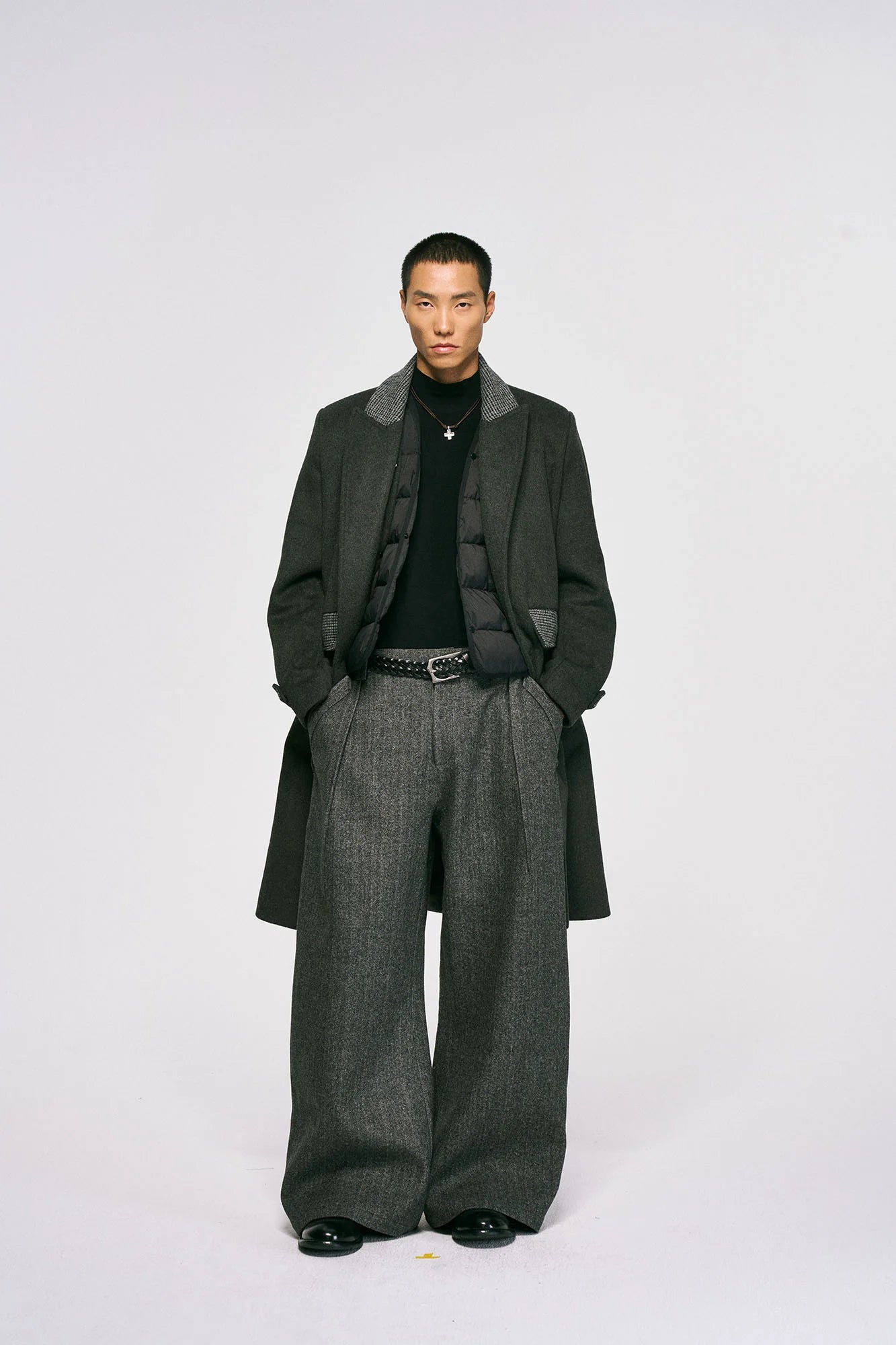 CATSSTAC Detachable Down Liner Wool-Blend Overcoat