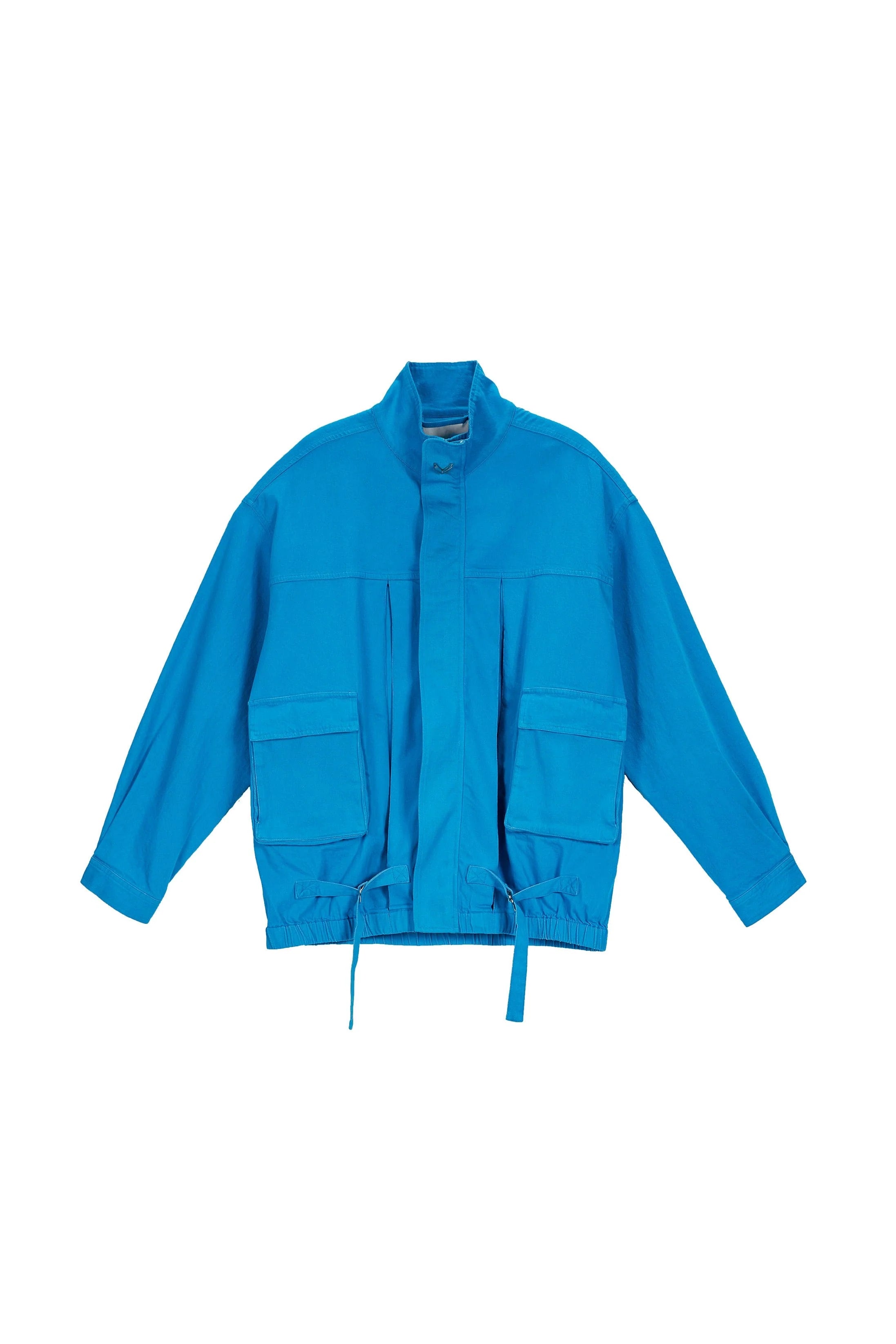 VANN VALRENCE Utility Pockets Denim Drawstring Oversized Jacket