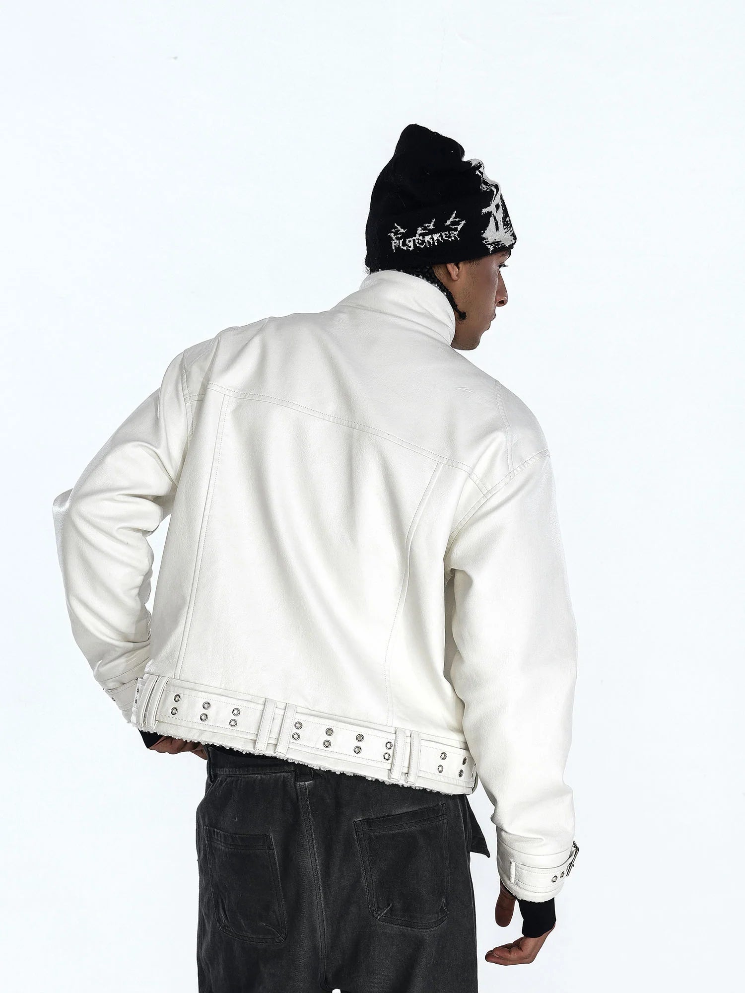 FLYERRER Panel Faux-Fur Lining Biker Jacket