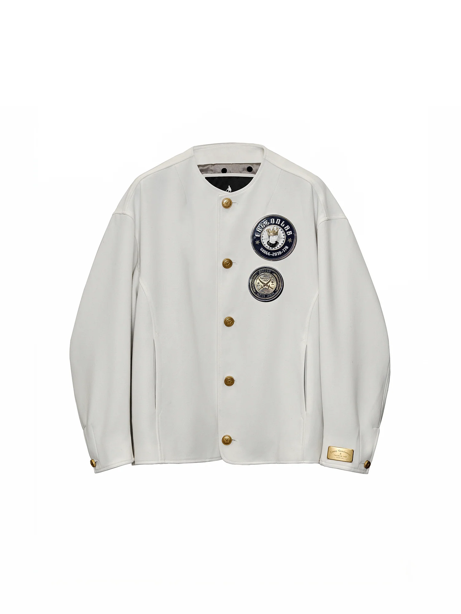 FACEONLAB Badge-Patch Crew-Neck Oversized Jacket