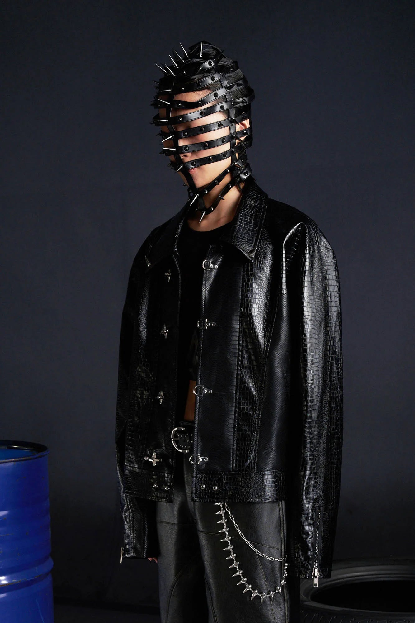RECOVER ZONE Faux Croc Embossed Hoop-Buckles Jacket