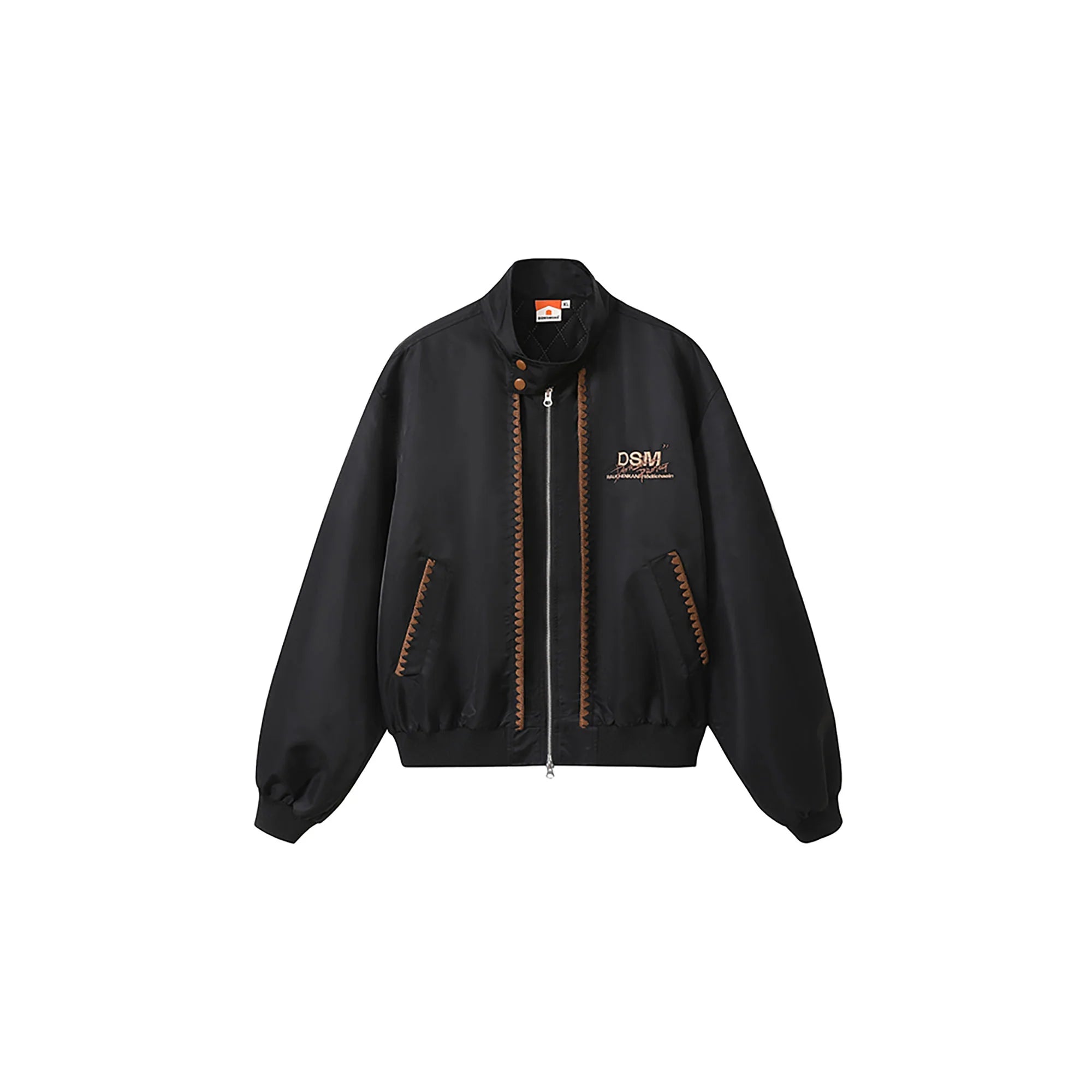 DONSMOKE Glossy Contrast Whipstitch Bomber Jacket