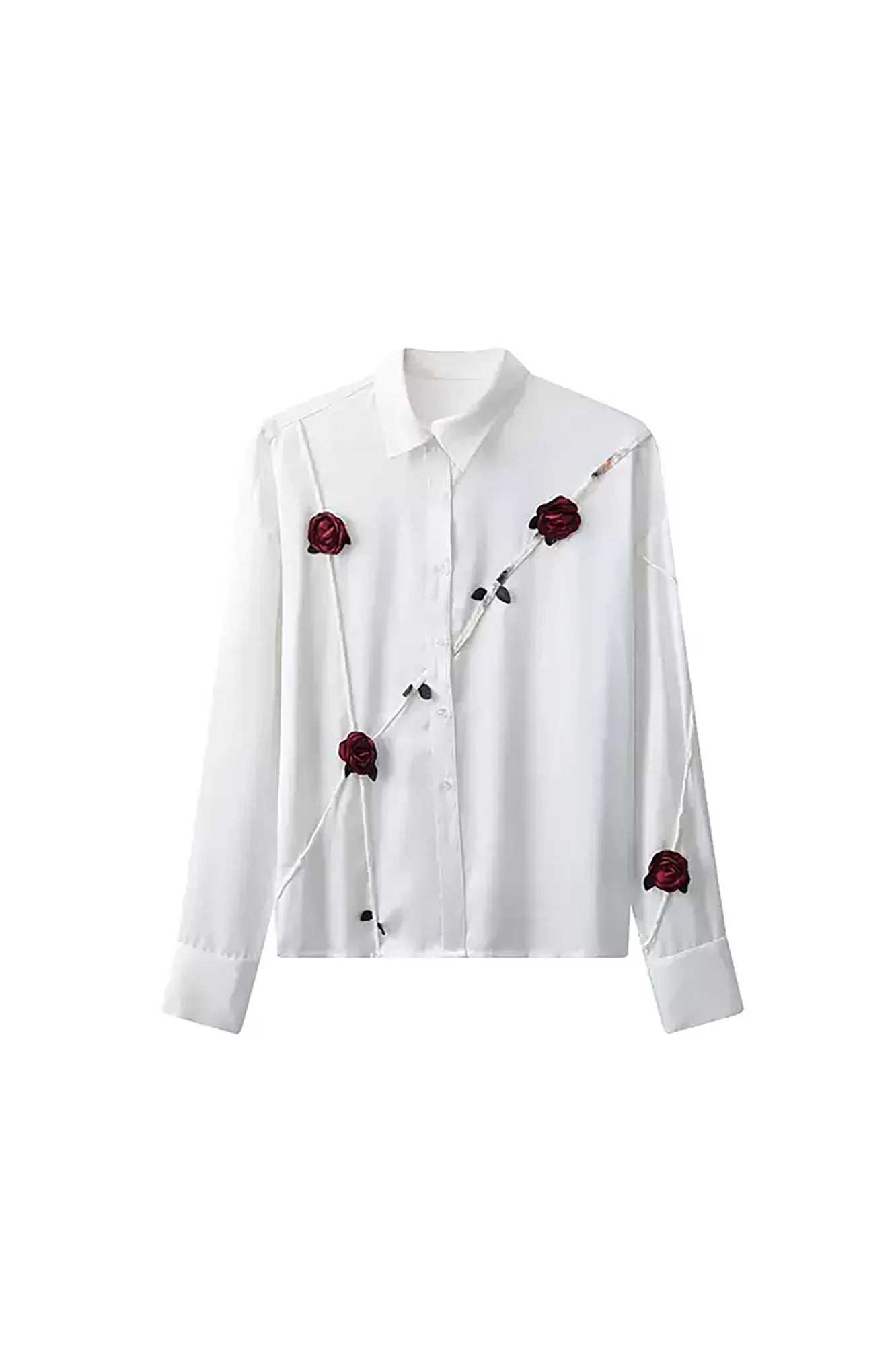 JIECHI Rose Embellished Acetate Spliced Shirt