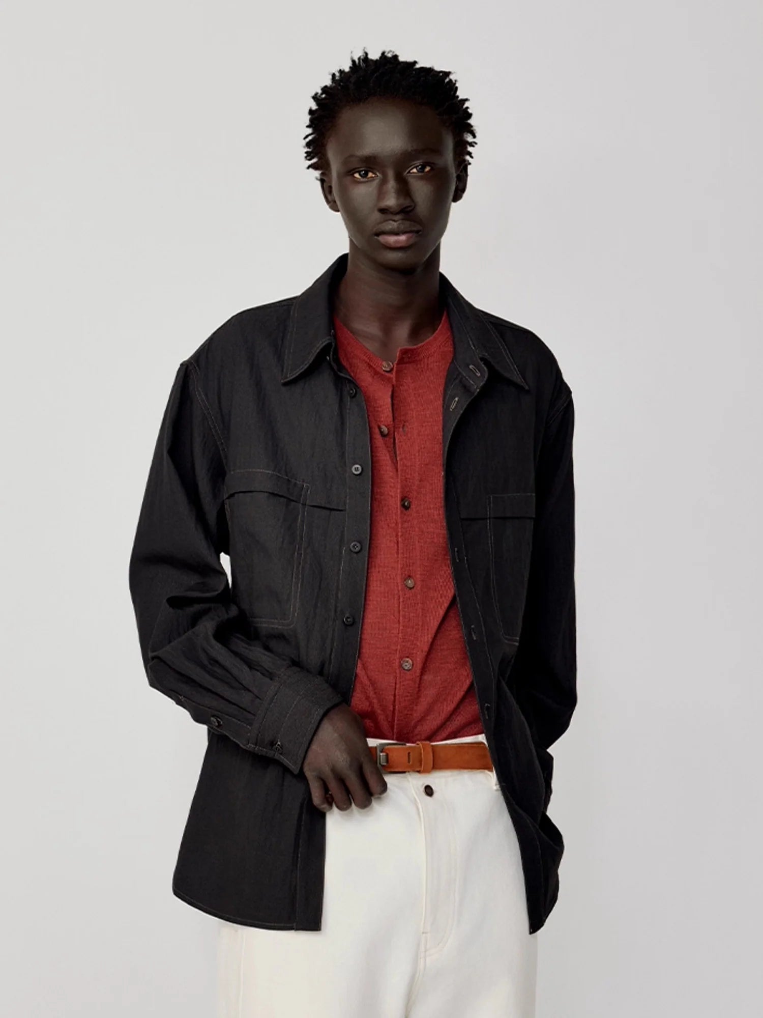 OPICLOTH Minimal Stitch Tencel-Blend Shirt