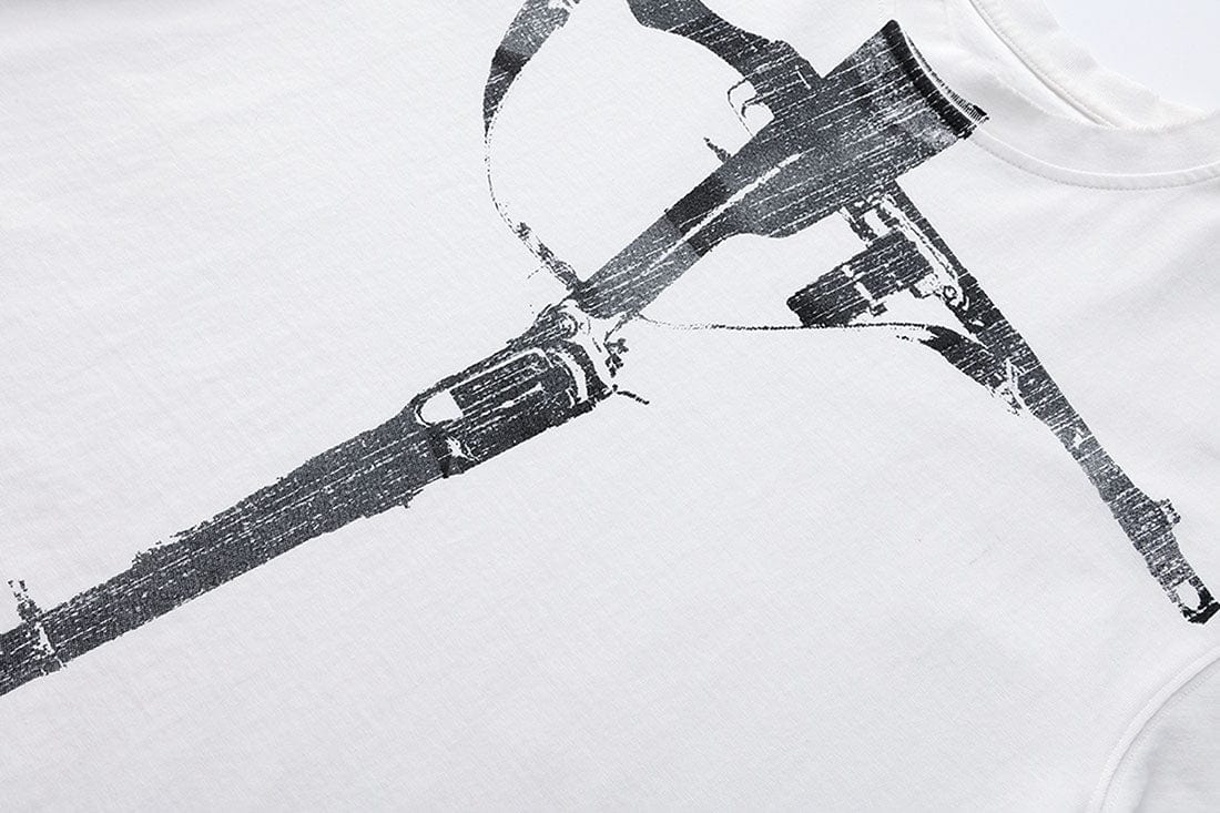 LUUUCAM Cruciform Rifle Graphic Washed T-Shirt