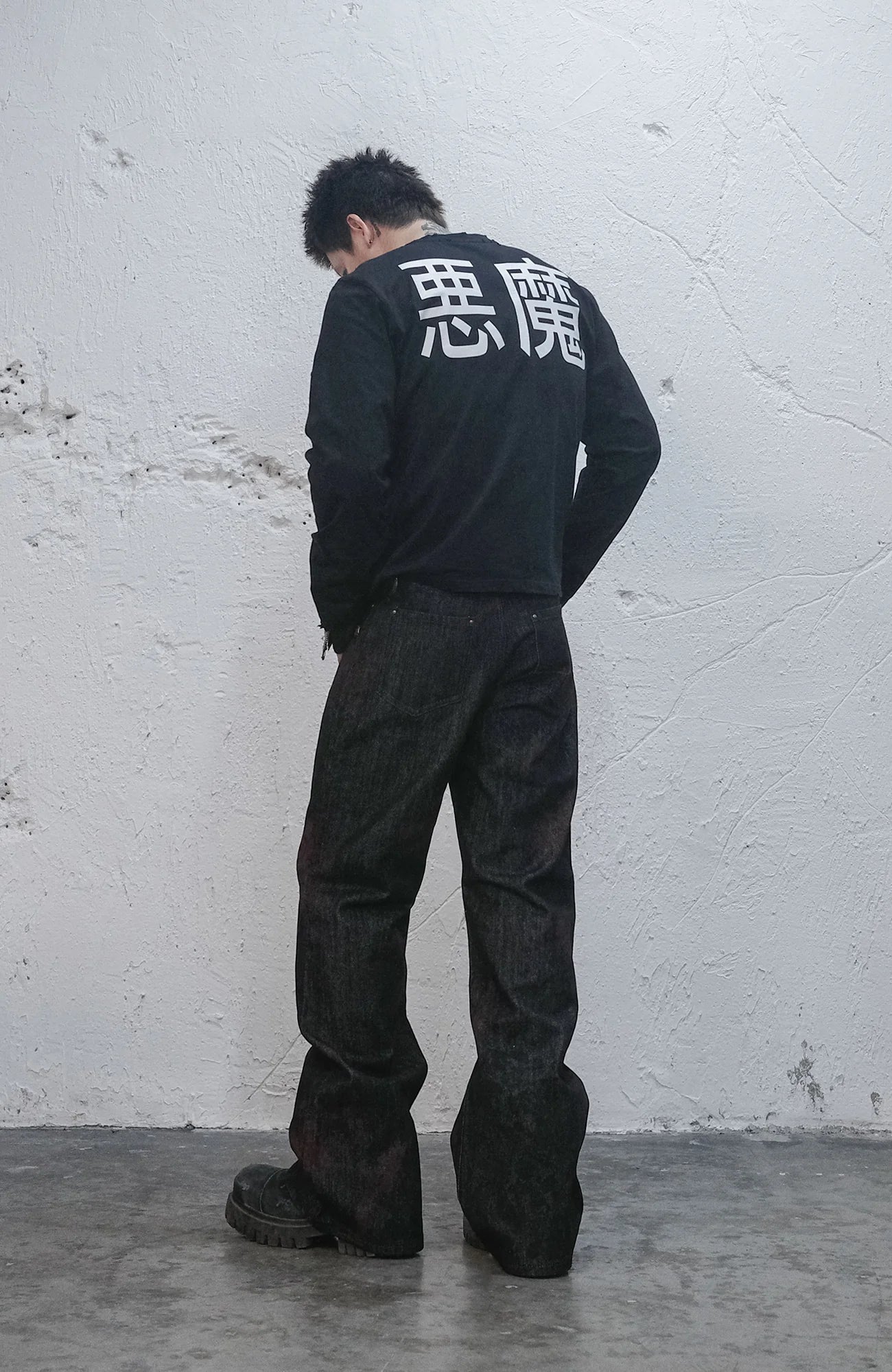 UNDERWATER Demon Slashed Cotton Long Sleeve Tee Black