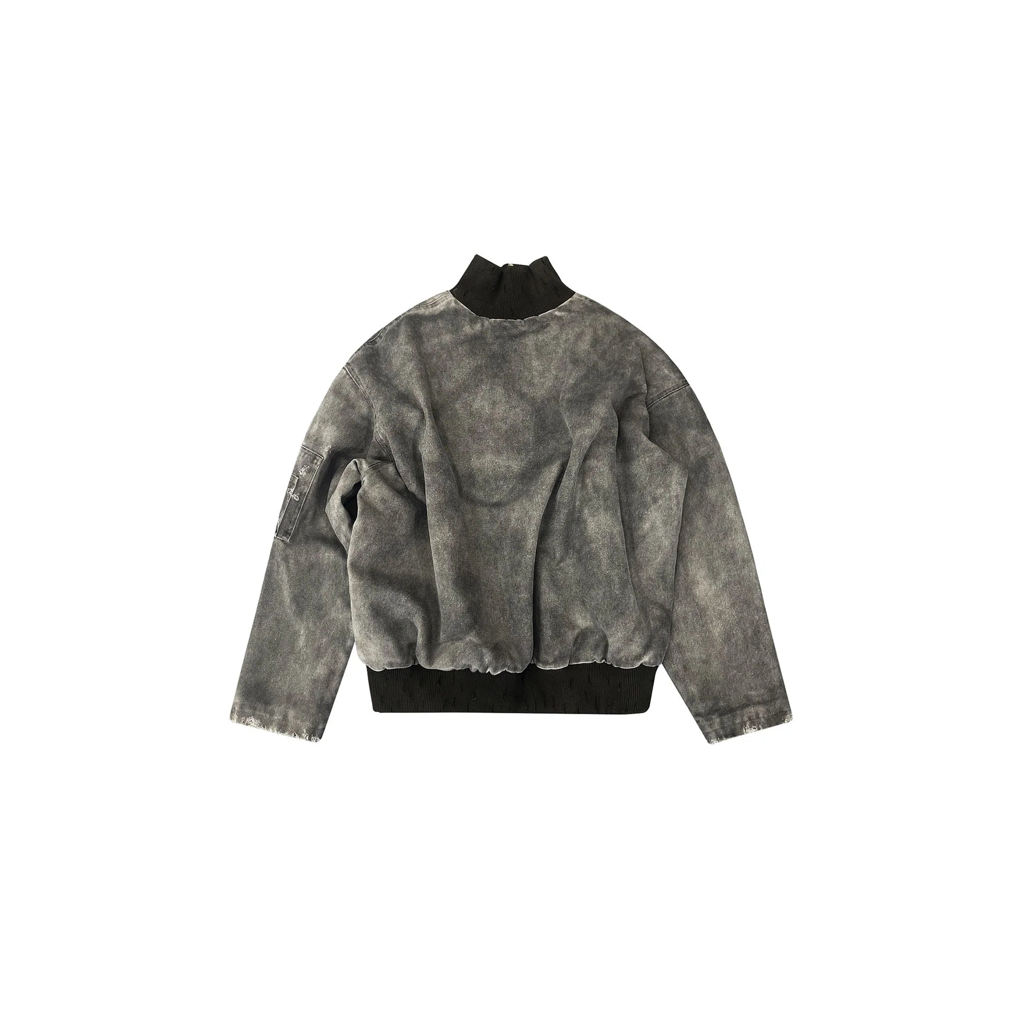 LUUUCAM Dirty-Fit Distressed Canvas Bomber Jacket