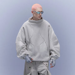 XIPHEVIL Fleece-Panel Saber-Sleeve Sweatshirt White